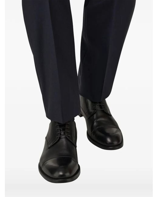 Boggi Black Leather Derby Shoes for men