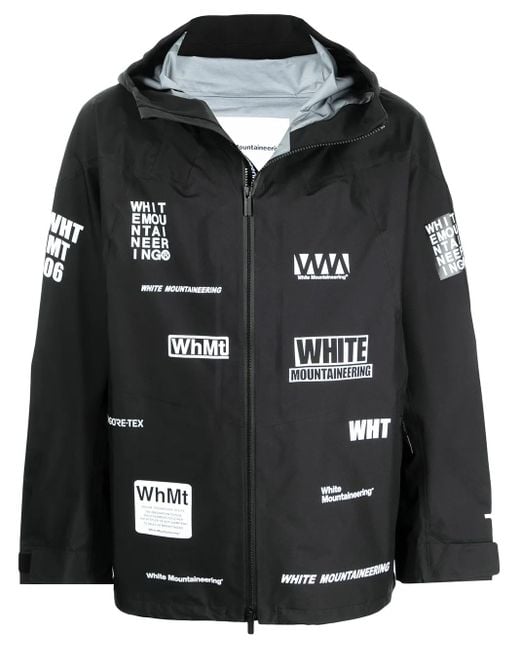 White Mountaineering Black Graphic-Print Zip-Up Lightweight Jacket for men