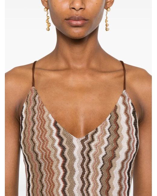 Mc2 Saint Barth Zigzag-print Maxi Dress Natural