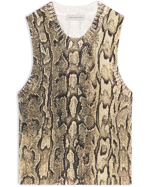 Dries Van Noten スネークプリント トップ Brown