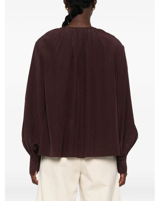 Joseph Black Gathered Long-Sleeve Blouse