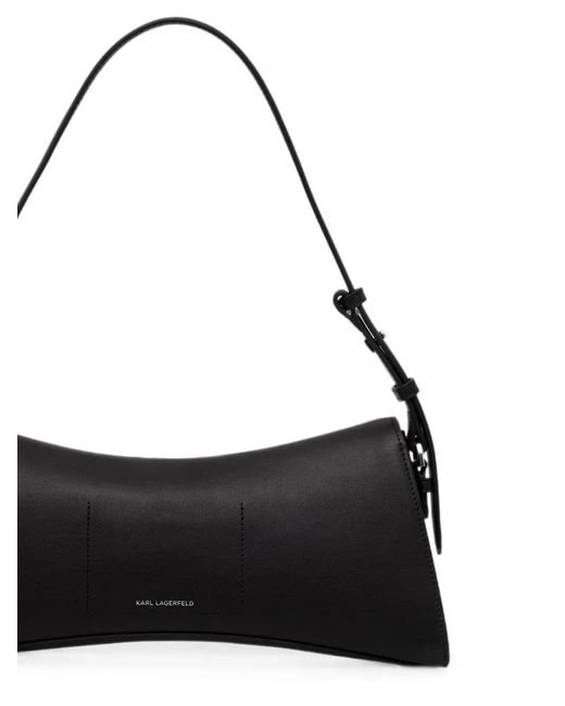 Karl Lagerfeld Black Stud-Embellished Logo-Plaque Shoulder Bag