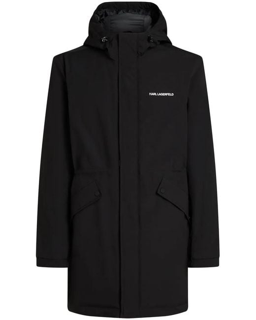 Karl Lagerfeld Black Ultra Lightweight Hooded Parka for men