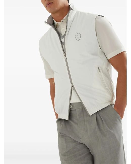 Brunello Cucinelli White Sleeveless Jacket for men