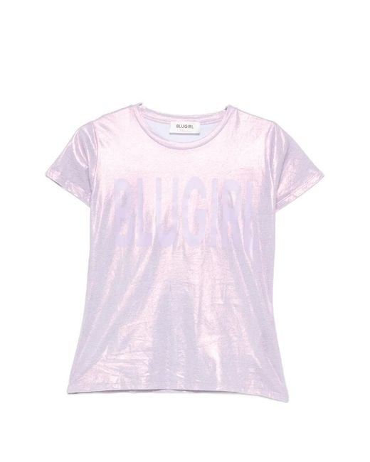Blugirl Blumarine Pink Logo-Print T-Shirt