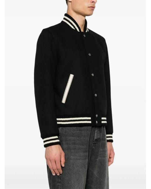 Saint Laurent Black Teddy Varsity Jacket for men