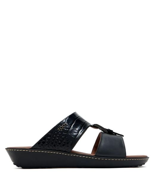 Tod's Blue Crocodile-Embossed Leather Sandals for men