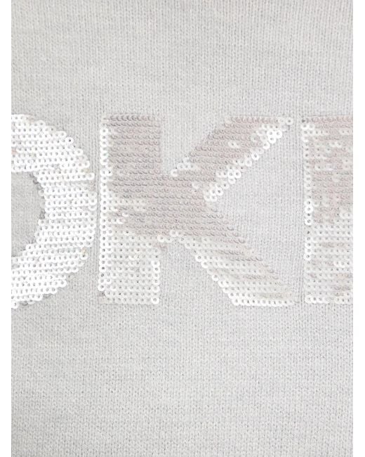 DKNY Gray Sequin-Logo Sweater