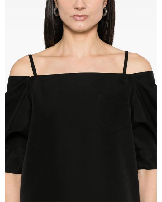Sacai Black Cold-Shoulder Mini Dress