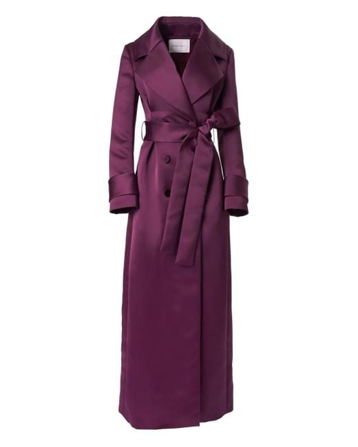 Carolina Herrera Purple Belted Satin Trench Coat