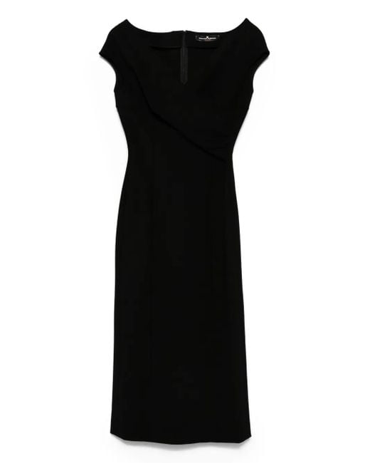 Ermanno Scervino Black Short-Sleeve Midi Dress