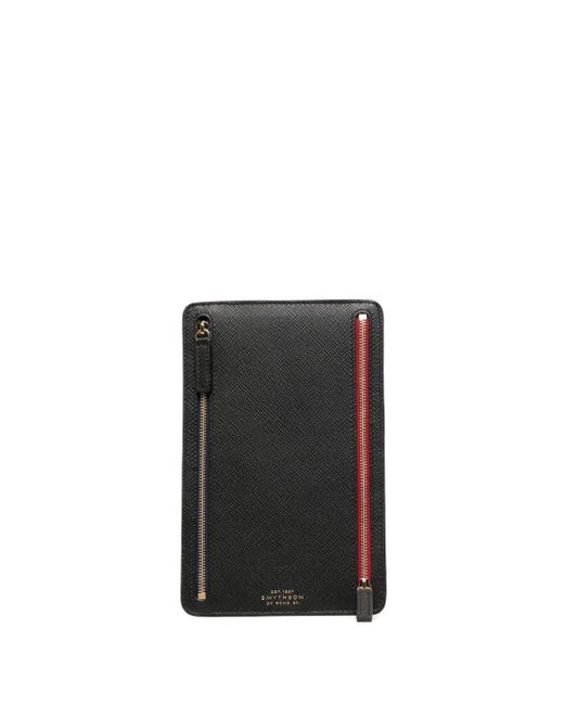 Smythson Black Panama Leather Currency Case
