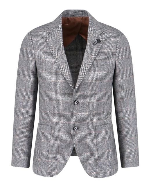 Lardini Gray Single-Breasted Wool Blazer for men