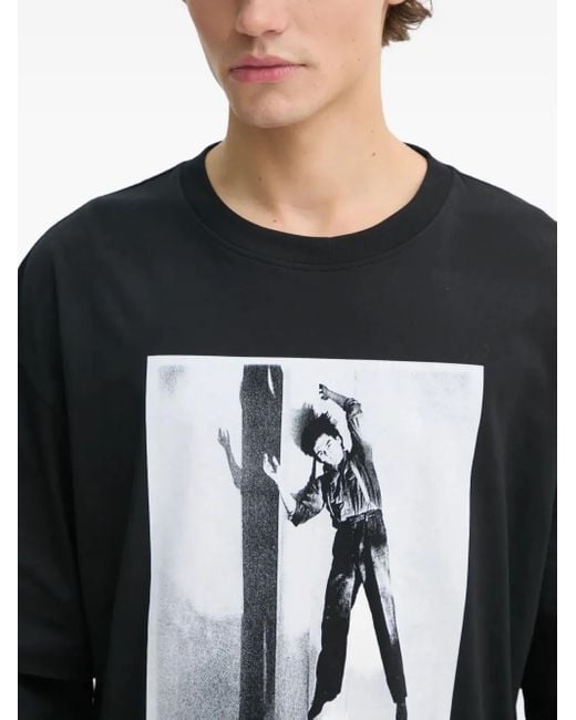 メンズ Etudes Studio グラフィック ロングtシャツ Black