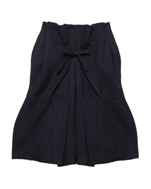 Jupe Mi-Longue Plissée À Détail De Nœud Prada en coloris Blue