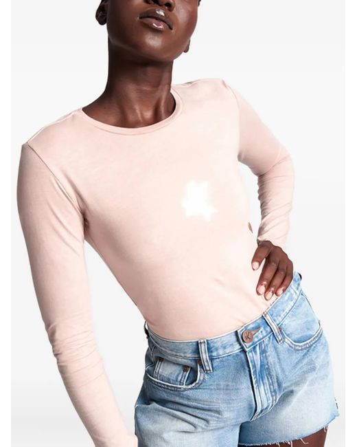 One Teaspoon Pink Graphic Long-Sleeved T-Shirt