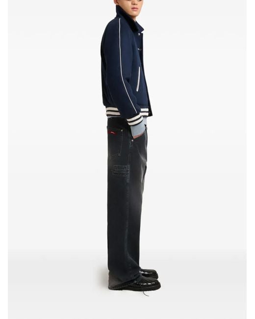 Marni Blue Embroidered Bomber Jacket for men