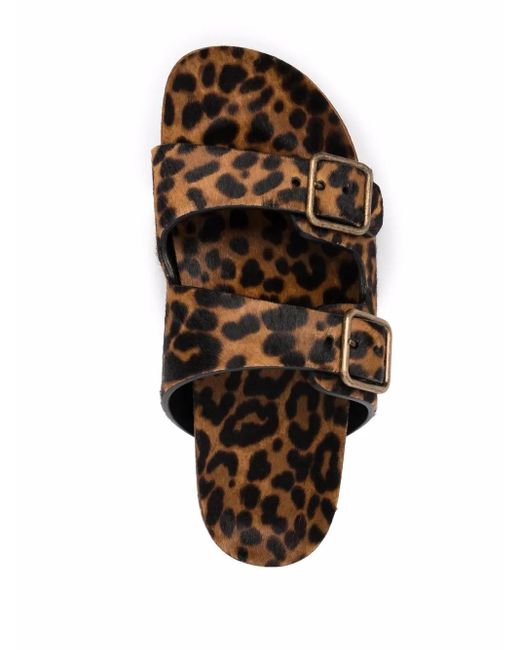 Saint Laurent Multicolor Leopard-Print Buckle Sandals