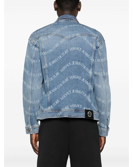Versace Logowave Jeansjacke in Blue für Herren