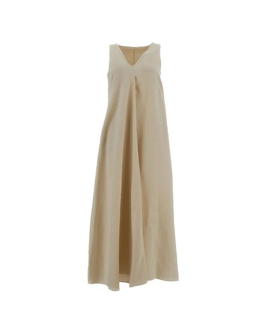 MM STUDIO Natural V-Neck Maxi Dress