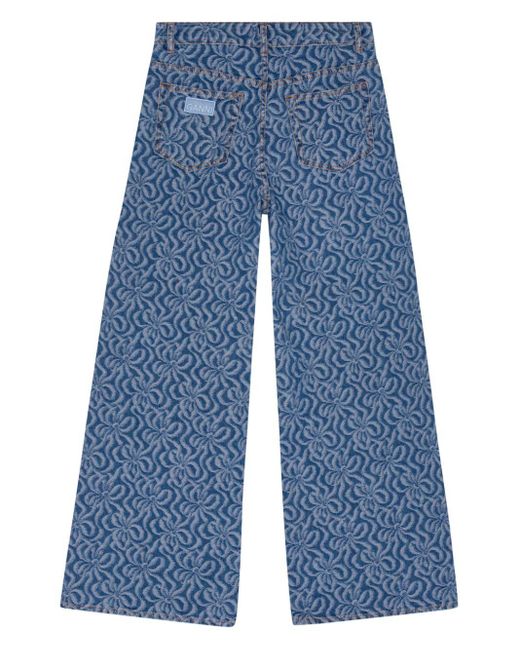 Jeans dritti con stampa grafica di Ganni in Blue