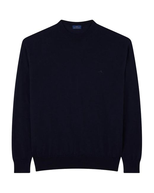 Paul & Shark Blue Shark Fin Embroidery Crewneck Sweater for men