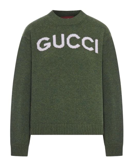 Gucci Logo-intarsia Wool Sweater Green