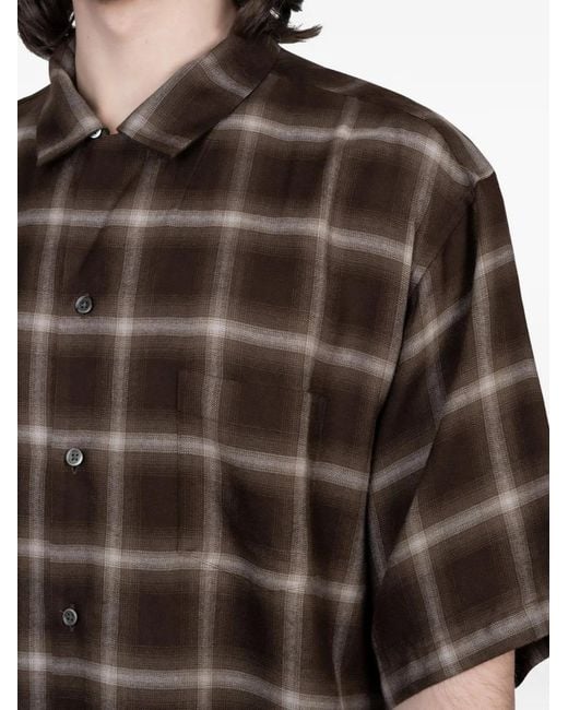 stein Black Check-Pattern Oversized Shirt for men