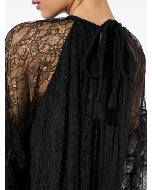 Alice + Olivia Black Delia Ruffle Angel-Sleeve Tunic Dress