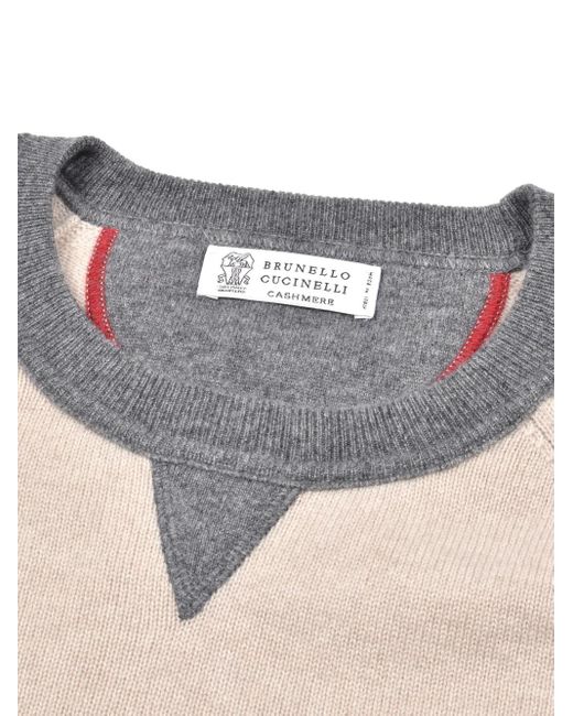Jersey con logo bordado Brunello Cucinelli de hombre de color Natural