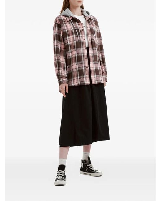 Chocoolate Pink Hooded Check-Pattern Jacket