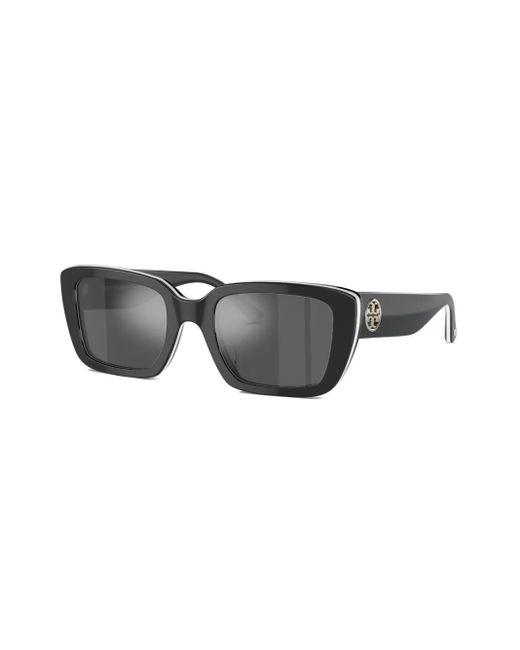Tory Burch Black Rectangle-Frame Logo-Plaque Sunglasses