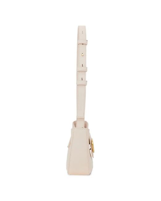 Ferragamo White Mini Gabry Double Gancini Leather Shoulder Bag