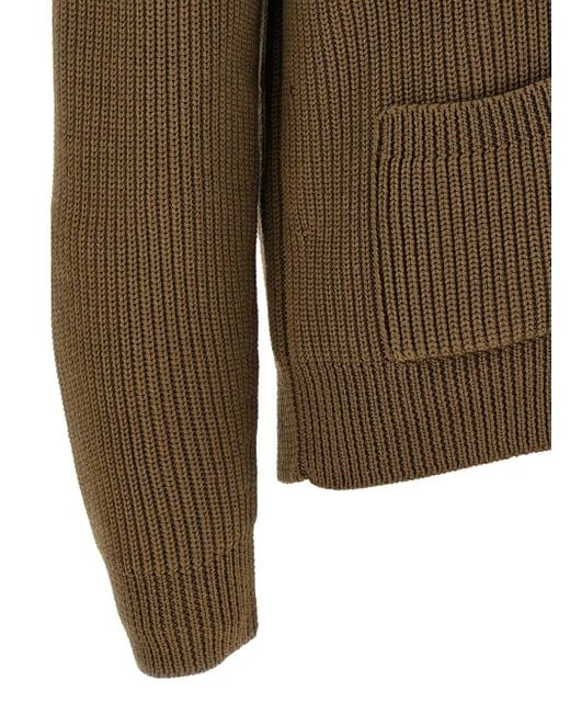 Tom Ford Green Ribbed-Knit Wool And Silk Cardigan for men