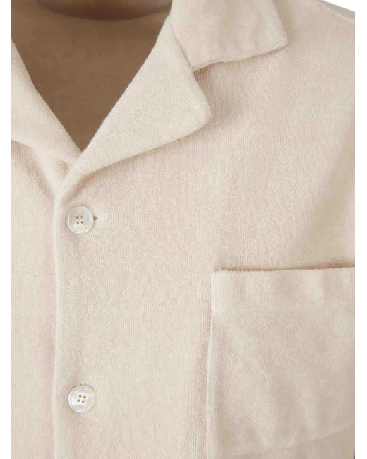 Fedeli Natural Chest-Pocket Short-Sleeve Shirt for men