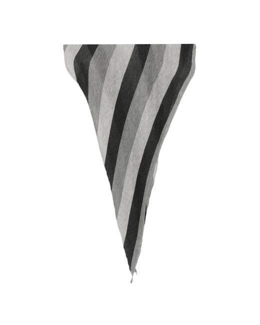 Botto Giuseppe Gray Striped Triangular Scarf