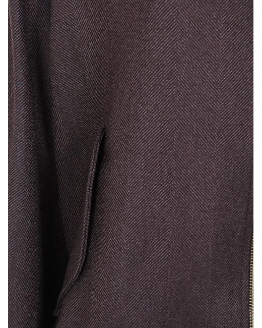 DR. HOPE Gray Herringbone-Pattern Wool Bomber Jacket