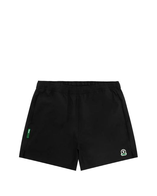 Aape By A Bathing Ape Black Logo-Patch Shorts for men
