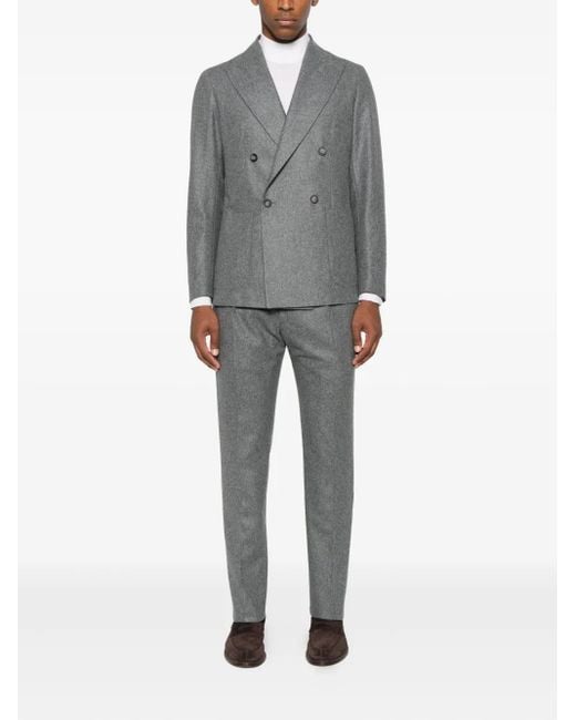 Tagliatore Gray Double-Breasted Wool Suit for men