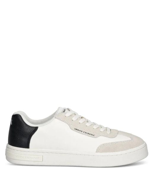 ARMANI EXCHANGE White Panelled Leather Sneakers