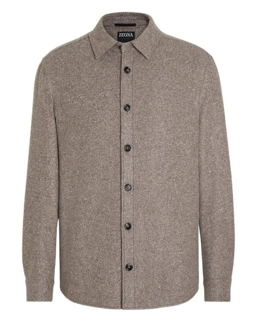 メンズ Zegna カシミアシルク オーバーシャツ Brown