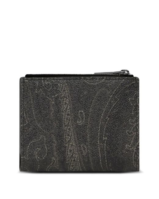 Etro Black Paisley Zip Wallet for men