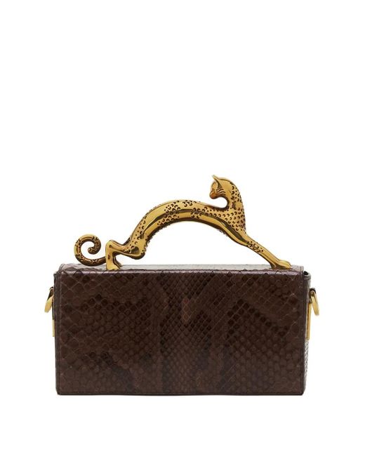 Lanvin Brown Mini Sac À Main À Effet Peau De Python
