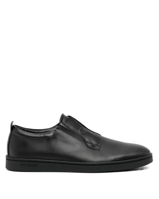 メンズ Ferragamo レザー スリッポンスニーカー Black