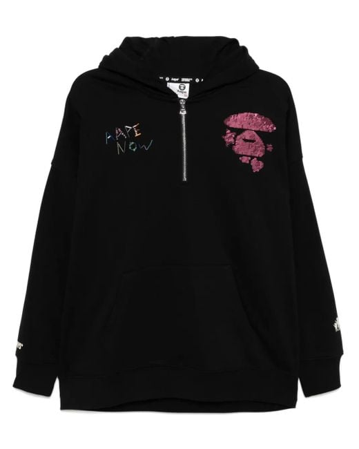 A Bathing Ape Black Sequin-Embellishment Hoodie