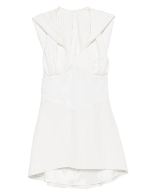 Vestiaire d'un Oiseau Libre Mouwloze Midi-Jurk Met V-Hals in het White
