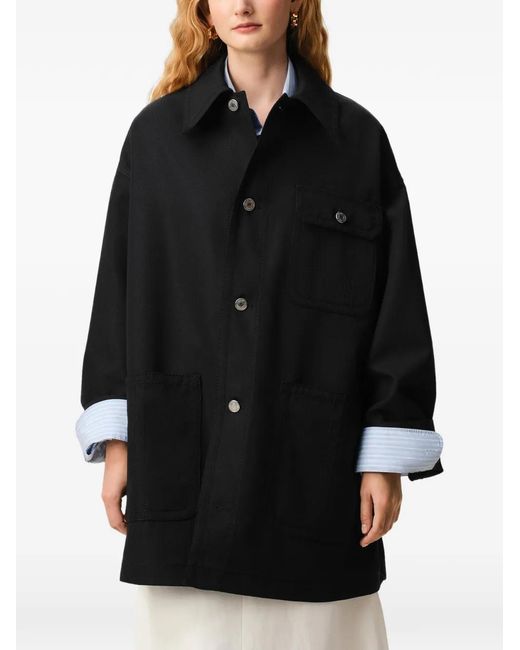 AMI Black Buttoned Wool Worker Jacket