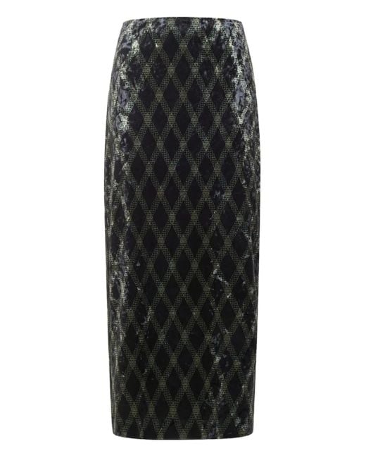 Pierre Louis Mascia Black Diamond-Pattern Midi Skirt