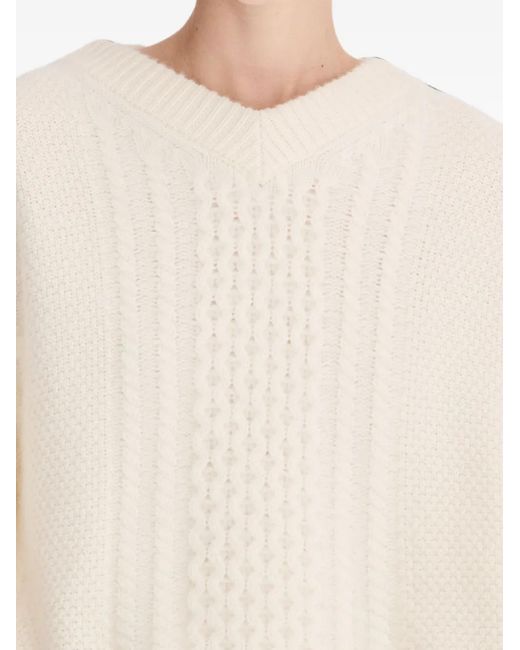 Loulou de Saison White Lucio Cable-Knit Wool Sweater