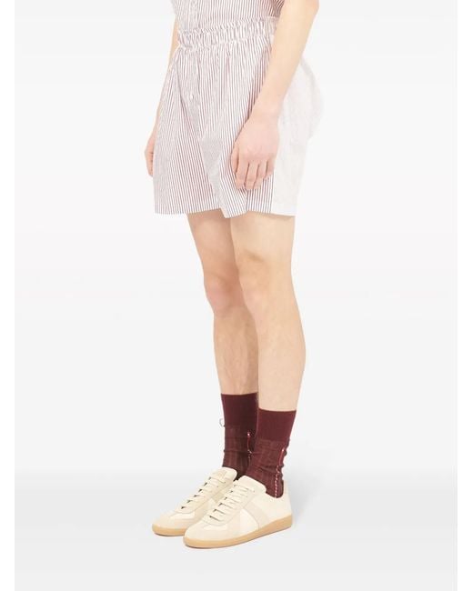 Maison Margiela Pink Striped Cotton Shorts for men